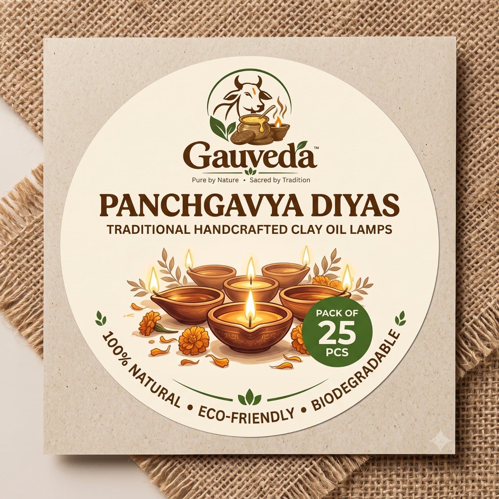 Gauveda Panchgavya Diyas — pack of 25
